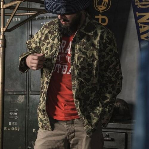 Bronson WWII Pattern USMC Type P-44 HBT Duck Hunter Camouflage Jacket Mens Military Tactical Jackets