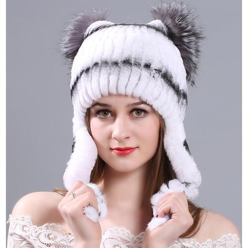 MIARA.L new otter rabbit fur fur cap for lady ear protection cat ear hat winter fashion thickened warm hat manufacturer wholesal