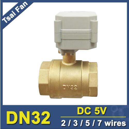 NPT/BSP 1-1/4'' Electric Valve DC5V 2/3/5/7 Wires 2 Way DN32 Brass Motorized Valve 29mm Bore For Water Application CE, IP67
