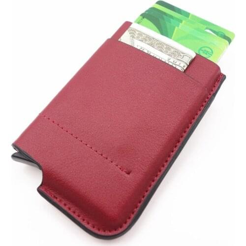 Wholesale New Style Genuine Leather Card Holder Anti-theft RFID Credit Card Holder Pop Up Card Automatically Luxury Wallet