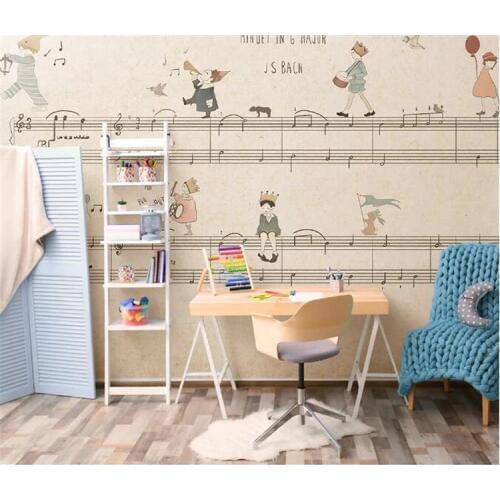 Original Princess Music NOTE 3d Cartoon Wallpaper Mural for Girl Kids Room 3d Cartoon Mural 3d Photo Mural Wall paper