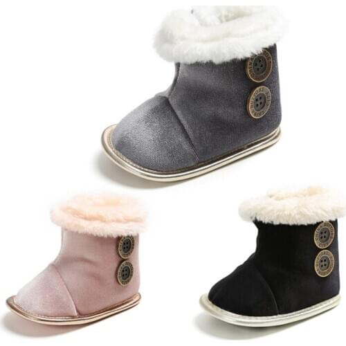 InFashion Autumn Baby Girl Boy Shoes Cotton Button Design Boots Casual Shoes First Walkers Newborn Cute Non-slip Soft Sole Shoes