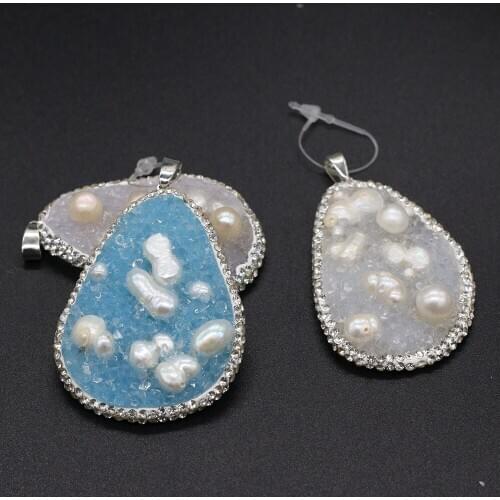 Natural Stone Pendant Irregular Shape Resin Pearl Exquisite Charm for Jewelry Making DIY Necklace Earrings Accessories