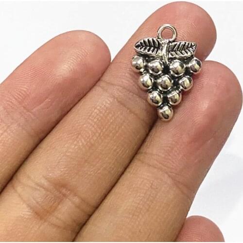 10pcs Antique Silver Plated Grape Charms Pendants for Jewelry Making Bracelet Accessories Diy Jewelry Findings 19x14mm