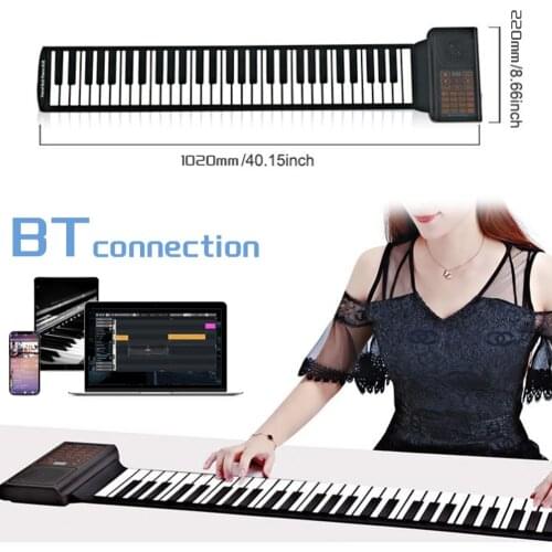 Portable 88 Keys Foldable Piano Flexible 61 Keys Silicone Foldable Electronic Keyboard Piano Children Student Musical Instrument
