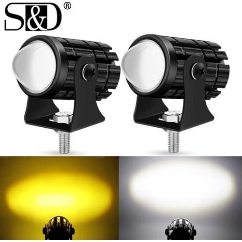 2pcs 10000LM Motorcycle Auxiliary Headlight Projector LED Lens Scooter Driving Led Fog Lamps Spotlights White Yellow 12V