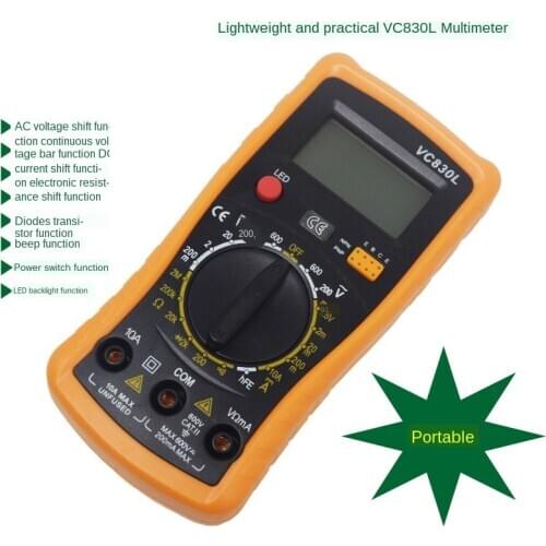 VC830L Multimeter Handheld Digital Ammeter Voltmeter Digital Display Universal Meter Ammeter Voltmeter Tester Digital Tester