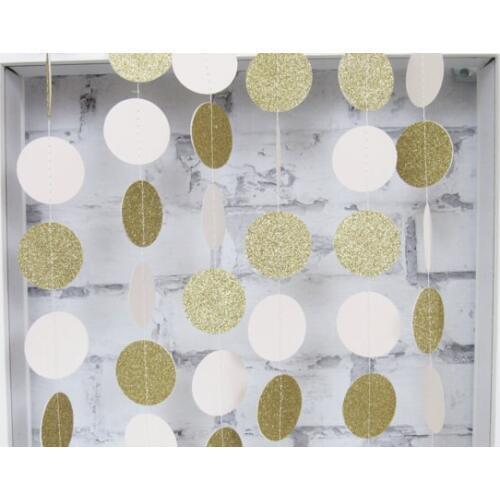 Blush Pink and Gold Circle Garland - Pink and Gold Baby Shower - Gold Glitter Garland - Blush Pink Wedding Decorations