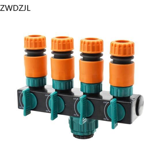 Irrigation 4 Way Tap 3/4 1/2 water pipe 4 way splitter Garden tap Hoses Pipes Splitters garden hose Quick connector 1pcs