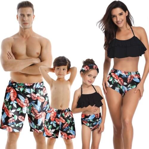 Family Matching Outfit Swimwear Leopard Mother Daughter Father Son Trunks Swimsuit Girls Summer Swimming Bathing Suit Beachwear