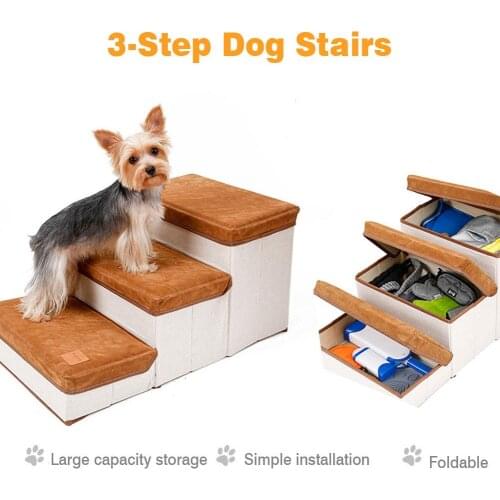 Pet Dog Stairs Foldable Pet Steps 3-Step Storage Style Pet Stair Indoor Pet Ramp Ladder For Puppies Dog Bed Stairs Storage Case