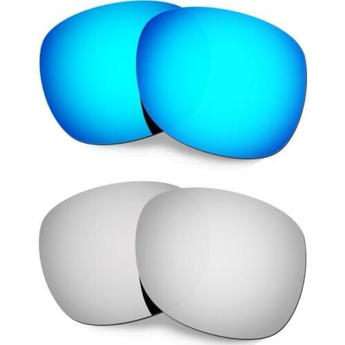 HKUCO For Garage Rock Sunglasses Replacement Polarized Lenses 2 Pairs - Blue&Silver