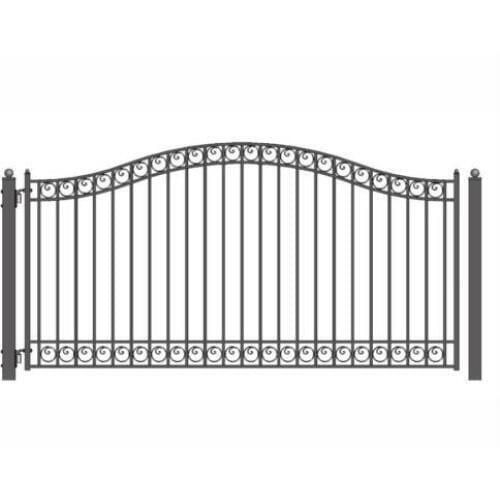 HENCH Arch Style Ornamental Iron Wrought Single Swing 16' Driveway Gate