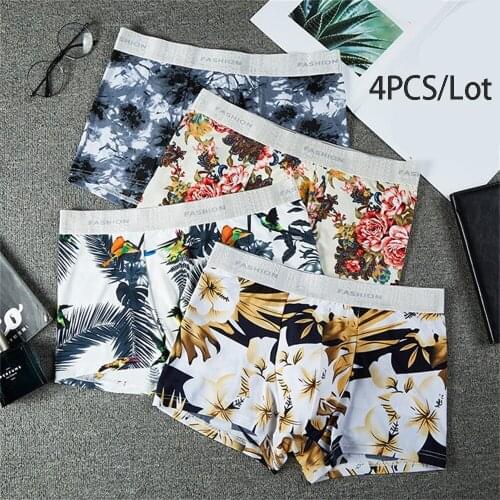 4Pcs/Lot MenS Underwear Boxer Shorts hot Breathable mens underwear Print Male fashsion sexy boxers Calzoncillos
