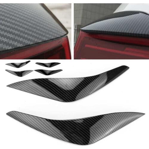 Taillight Eyelids Eyebrows Cover Trim Replacement for Volkswagen Polo MK6 AW Standard 2018 2019 2020 2021 Black Carbon Grain