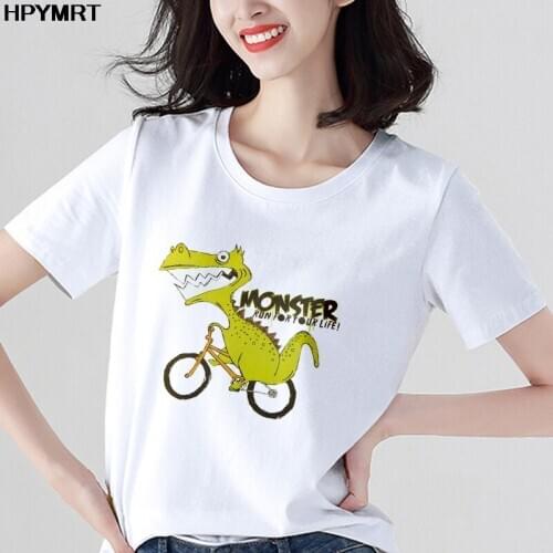 T Shirts Women Dinosaur Monster Graphic Printed T-shirt Harajuku Fashion Tshirt Tops Female Tee Summer Casual Plus Size Clothing