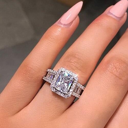 Large Square Zircon Ring European And American Fashion Ladies Ring Cubic Zirconia Ring Size 6,7,8,9,10,11