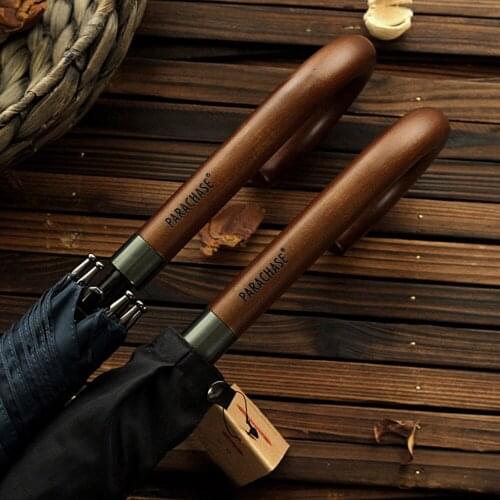 New Arrival Japanese Brand Long Umbrella 8K Windproof Wooden Handle Large Men Umbrellas Rain Quality Classic Business Parasol