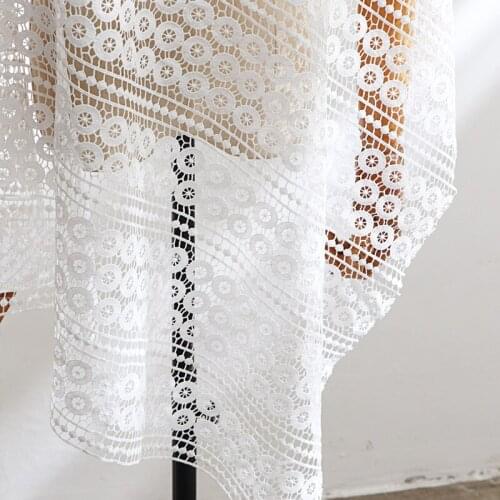 White Hollow Embroidered Lace Fabric Water-soluble Fabric Garment Skirt Fabric Accessories Tablecloth Handmade DIY Fabric