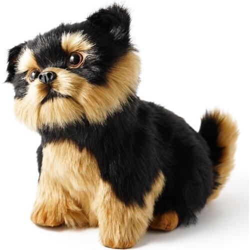 1Pc Yorkshire Terrier Dog Simulation Toy Animal Model Cute Yorkshire Dog Plush Realistic Decoration Toy Toy Terrier Desktop O6Q4
