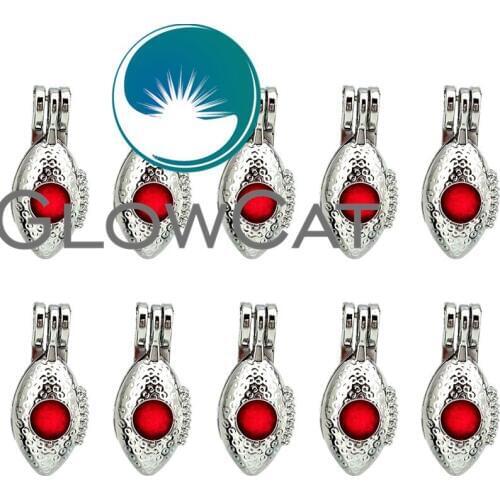 10x K636 Boys Kids Rugby Football Oyster Pearl Cage Jewelry Making Essential Oil Diffuser Beads Cage Locket Pendant