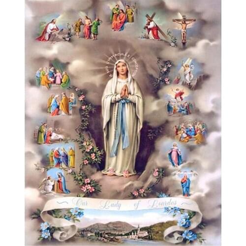 5D DIY Diamond Painting Mother Mary Square Diamond Embroidery Religious Landscape Rhinestone Picture Craft Kit