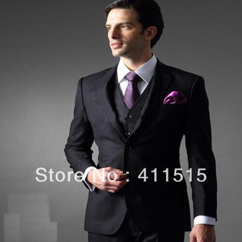 FREE shipping!Custom Black Groom Tuxedos !!Best Man Notch Lapel Groomsmen!! Men Wedding groom Suit dress/custom suit