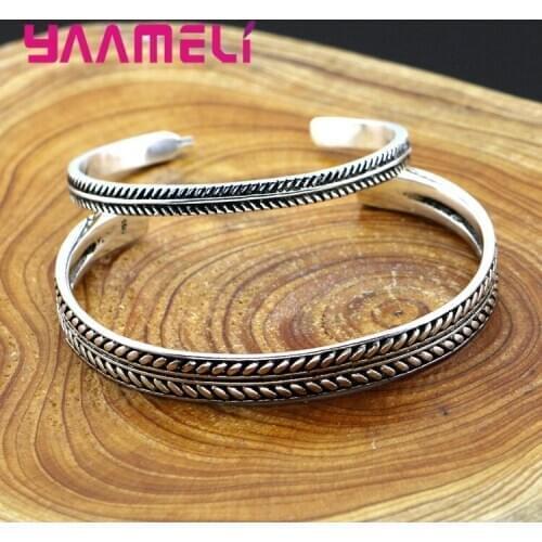 Viking Punk Antique Silver New Design Open Cuff Bangles Bracelets For Men Rock Male Jewelry Supplies Ornament