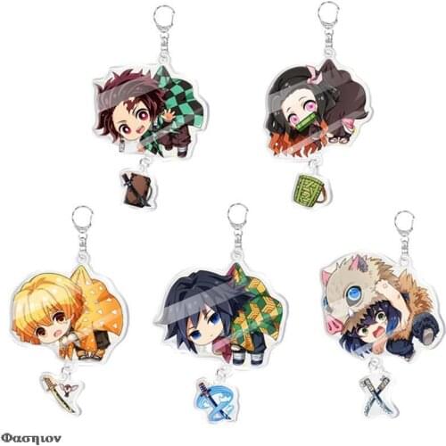 Agatsuma Zenitsu Key Chain Anime Key Ring Acrylic Keyring Cute Keychain Funny Woman Kids Man Girls Demon Slayer Kimetsu No Yaiba