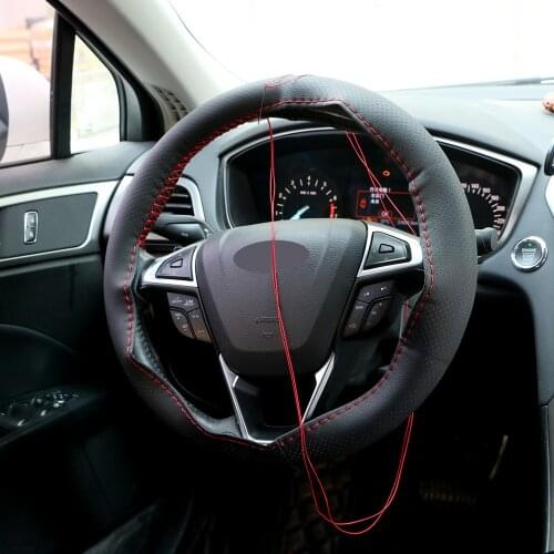 1PC With Needles Thread Cover on the steering wheel 2016 Funda volante For opel astra h Artificial leather Car-covers Gray Black