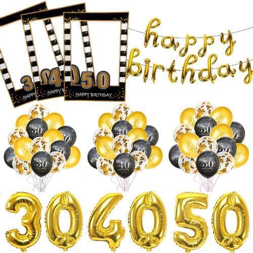 Cyuan 30th 40th 50th Birthday Party Decorations Adult Balloon 30 40 50 Years Birthday Age Confetti Ballons Photobooth Props