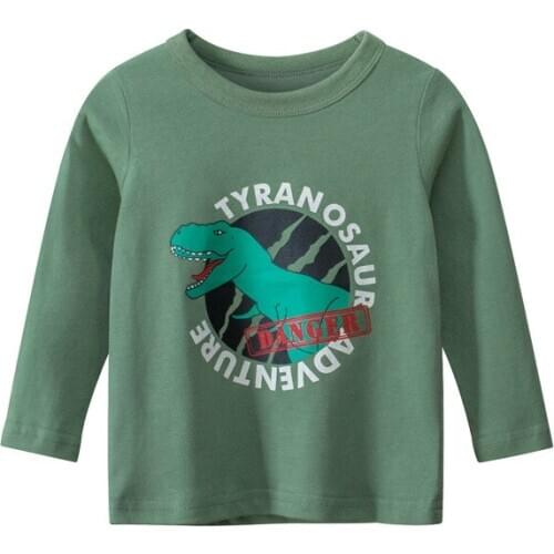 Kids Boys T-shirts Baby Long Sleeve Cartoon Dianosaur Tops Child Autumn Cotton Sweatshirt 2-8 Years Boy Girl T Shirts
