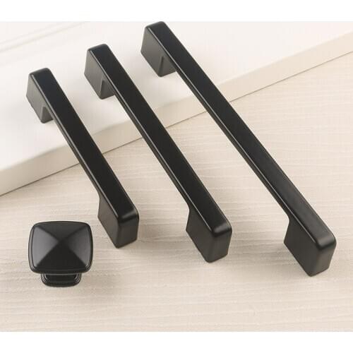 JD American Style Black Cabinet Handles Zinc Alloy Kitchen Cupboard Door Pulls Drawer Knobs Simplicity Furniture Handle Hardware