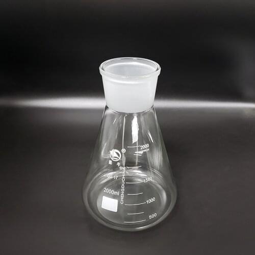 Conical flask with standard ground-in mouth,Capacity 2000ml,joint 70/50,Erlenmeyer flask with tick mark