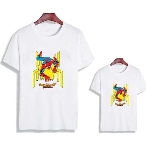 Cool Family Matching Clothes Father And Son Short Sleeve White O-neck Tshirt Harajuku Baby Boys T-shirts Family Look