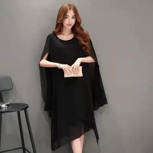 Summer Elegant O Neck Womens Dress Chiffon Batwing Sleeve Long Wedding Party Dress Knee Length Clothes 2021 Plus Size M-8XL