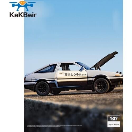 KaKBeir Initial D AE86 Alloy Metal Diecast Cars Model Inital Toy Car Vehicles RX7 Pull Back 1:32 Light For Children Boy Toys