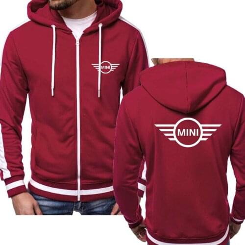 Fashion The New Mens Sweatshirt Mini Car Logo Printing Spring Autumn Casual Jacket High Quality Cotton Mens Zip Hoodie