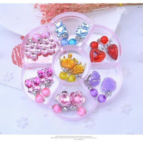 Cartoon Earrings Plastic Ear Clips Girls Toy Colorful Girls Kids Children Pretend Play Beauty Fashion Toys Birthday Party Gifts
