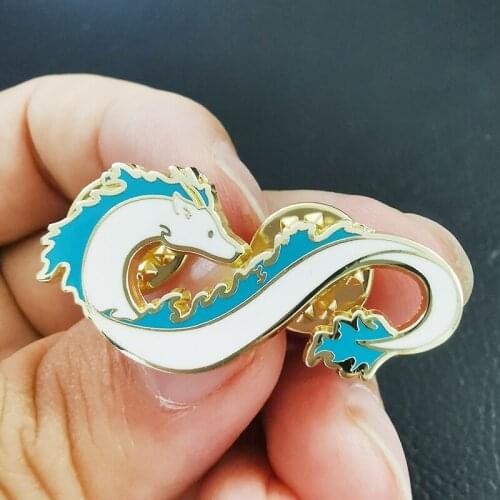 Cartoon Anime Infinity Haku Dragon Enamel Brooch Pin Backpack Hat Bag Collar Lapel Pins Badges Fashion Jewelry Accessories