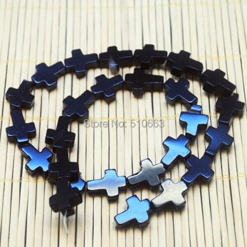 Natural Black Onyx Bead Gem Stone Cross Shape String Good Quality Size 12x16mm One Strand Have 25 pieces