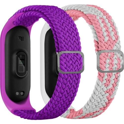 2021 New Strap for Mi band 6 5 4 3 Bands Accessories Elastic Nylon Braided Adjustable Watchband for Xiaomi Mi Band 3/4/5/6 Strap