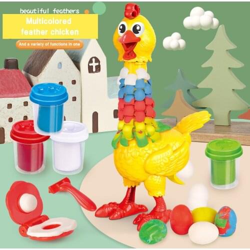 Newest Early Educational Plasticine Mold Colorful Feathered Chicken Mud Laying Eggs Hen Set Mold Creative Kids Toys Gifts #Y10