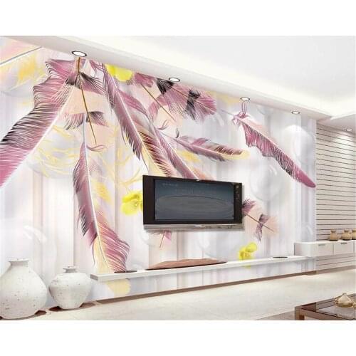Beibehang Custom wallpaper mural 3d round ball pink feather modern high quality TV background wall 3d wallpaper papel tapiz