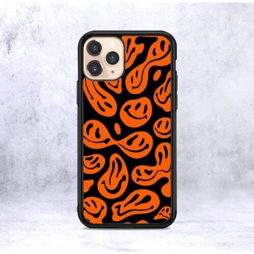 Orange trippy smiley face Phone Case for iPhone 12 mini 11 pro XS Max X XR 6 7 8 plus SE20 High quality TPU silicon cover