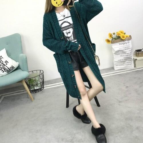 Autumn And Winter New Pattern Suit-dress Mohair Sweater Easy Fashion Knitting Unlined Garment Long A All-match Loose Tide