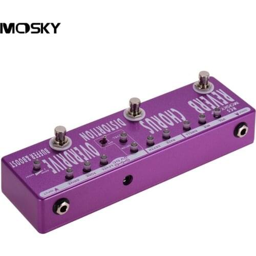 MOSKY RC5 6-in-1 Guitar Multi-Effects Pedal Full Metal Shell True Bypass Chorus Distortion Overdrive Booster Buffer Reverb Pedal