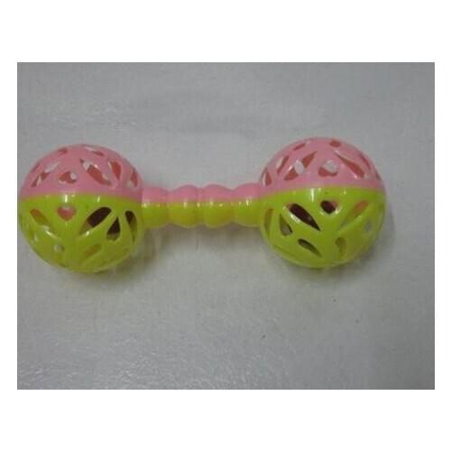 Plastic color double barbell toy Baby Hand Bell Toy Zero 0 Three 3 Months Six 6 Months Plastic Color Double Barbell Sell