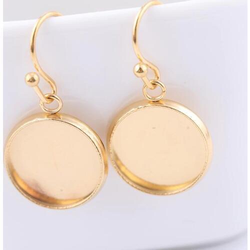 10pcs stainless steel gold plated cabochon earring base settings 12mm dia earrings bezel blanks diy ear wire hooks findings