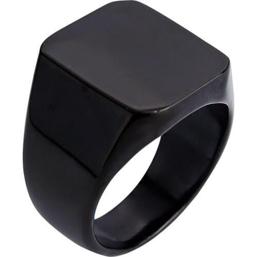 Valily Jewelry Mens Gold Color Matte Simple Signet Finger cuff Ring Stainless Steel fashion Party Square band ring for women